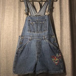 Vintage Embroidered Overall Shorts